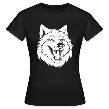 Loup souriant - T-shirt Femme - noir - Devant - AI Model Female 172 dark (172cm)
