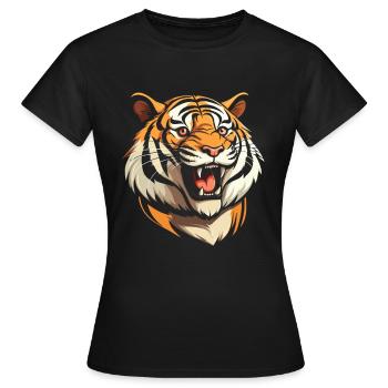 Tigre souriant - T-shirt Femme - noir - Devant - AI Model Female 172 dark (172cm)