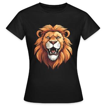 Lion souriant - T-shirt Femme - noir - Devant - AI Model Female 172 dark (172cm)