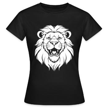 Lion souriant - T-shirt Femme - noir - Devant - AI Model Female 172 dark (172cm)