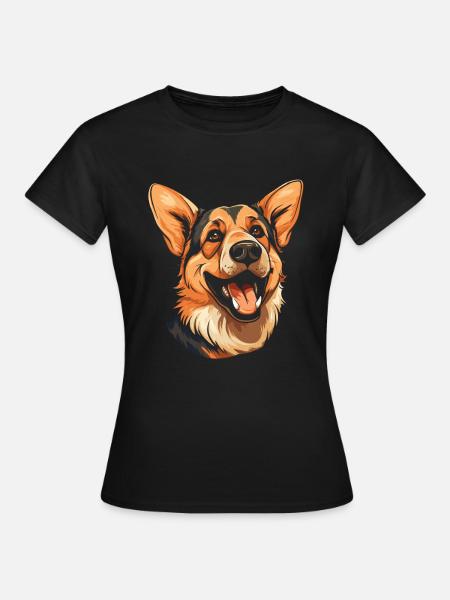 Schäferhund Lächelnd - Frauen T-Shirt - Schwarz