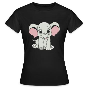 Éléphant souriant - T-shirt Femme - noir - Devant - AI Model Female 172 dark (172cm)