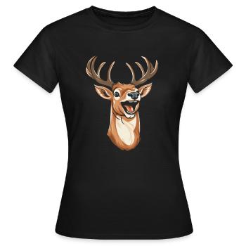 Cerf souriant - T-shirt Femme - noir - Devant - AI Model Female 172 dark (172cm)