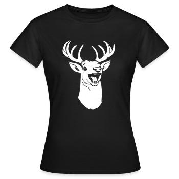 Cerf souriant - T-shirt Femme - noir - Devant - AI Model Female 172 dark (172cm)