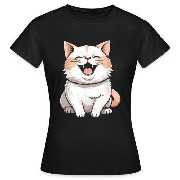 Chat souriant - T-shirt Femme - noir - Devant - AI Model Female 172 dark (172cm)