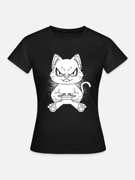 Gamer Gaming Gamer Cat - Frauen T-Shirt - Schwarz