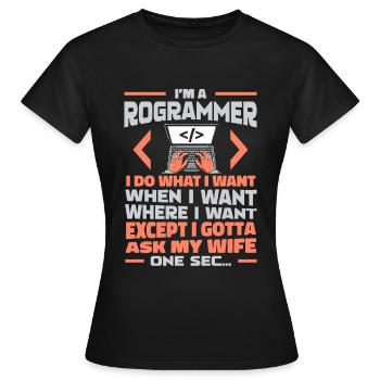 Développeur, Codeur, Programmeur - T-shirt Femme - noir - Devant - AI Model Female 172 dark (172cm)