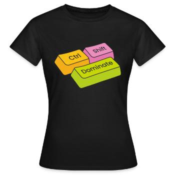 Gamer Gaming Raccourcis clavier Ctrl Alt Défaite - T-shirt Femme - noir - Devant - AI Model Female 172 dark (172cm)