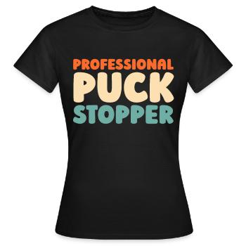 Eishockey Torwart Torwart Puck Hockey Puck - Frauen T-Shirt - Schwarz - Vorne - AI Model Female 172 dark (172cm)
