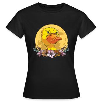 Ente Wilde Blumen Floral Moon - Frauen T-Shirt - Schwarz - Vorne - AI Model Female 172 dark (172cm)