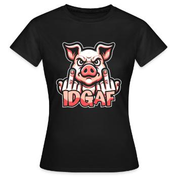 éleveur de porcs Je m’en fous - T-shirt Femme - noir - Devant - AI Model Female 172 dark (172cm)