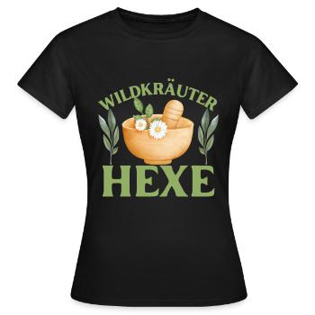 Wildkräuter Hexe Mystisches Kräuterdesign - Frauen T-Shirt - Schwarz - Vorne - AI Model Female 172 dark (172cm)