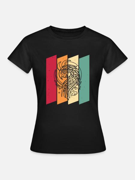 Papagei Moon Phases - Frauen T-Shirt - Schwarz