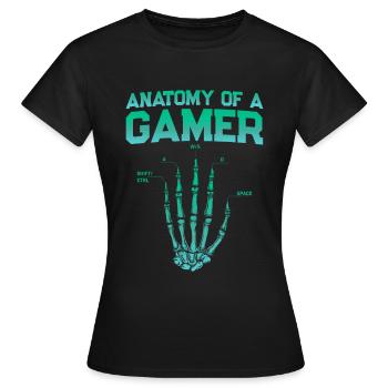 Anatomy of a Gamer – Fun Gaming Design - Women's T-Shirt - black - Front - AI Model Female 172 dark (172cm)