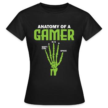 Anatomy of a Gamer – Fun Gaming Design - Women's T-Shirt - black - Front - AI Model Female 172 dark (172cm)