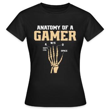 Anatomy of a Gamer – Fun Gaming Design - Women's T-Shirt - black - Front - AI Model Female 172 dark (172cm)