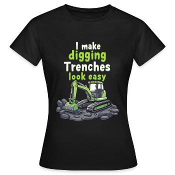 Opérateur d’excavatrice - T-shirt Femme - noir - Devant - AI Model Female 172 dark (172cm)