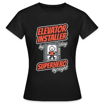 Installateur d’ascenseur - T-shirt Femme - noir - Devant - AI Model Female 172 dark (172cm)