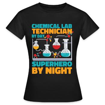 Assistant de laboratoire chimique - T-shirt Femme - noir - Devant - AI Model Female 172 dark (172cm)