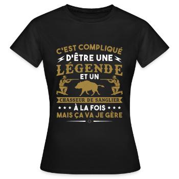 Compliqué D Etre Une Légende - T-shirt Femme - noir - Devant - AI Model Female 172 dark (172cm)