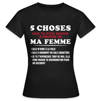 Humour Couple Jalousie Cadeau Amoureux Copain - T-shirt Femme - noir - Devant - AI Model Female 172 dark (172cm)