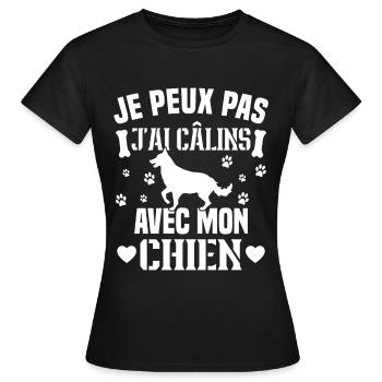 Ich kann nicht mit meinem Hund kuscheln - Frauen T-Shirt - Schwarz - Vorne - AI Model Female 172 dark (172cm)