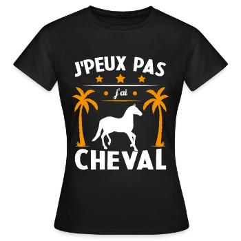 Ich kann nicht, ich habe ein Pferd - Frauen T-Shirt - Schwarz - Vorne - AI Model Female 172 dark (172cm)