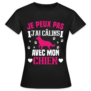 Ich kann nicht mit meinem Hund kuscheln - Frauen T-Shirt - Schwarz - Vorne - AI Model Female 172 dark (172cm)