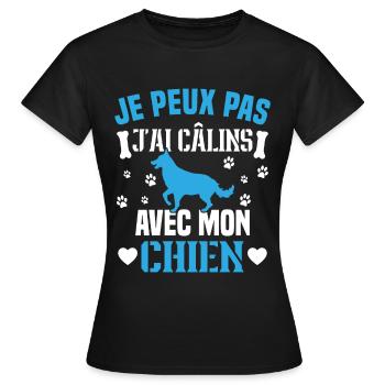 Ich kann nicht mit meinem Hund kuscheln - Frauen T-Shirt - Schwarz - Vorne - AI Model Female 172 dark (172cm)