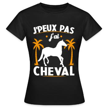 Ich kann nicht, ich habe ein Pferd - Frauen T-Shirt - Schwarz - Vorne - AI Model Female 172 dark (172cm)