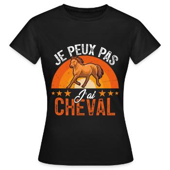 Ich kann nicht, ich habe ein Pferd - Frauen T-Shirt - Schwarz - Vorne - AI Model Female 172 dark (172cm)