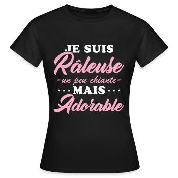 Mürrisches, aber liebenswertes personalisiertes Humorgeschenk - Frauen T-Shirt - Schwarz - Vorne - AI Model Female 172 dark (172cm)