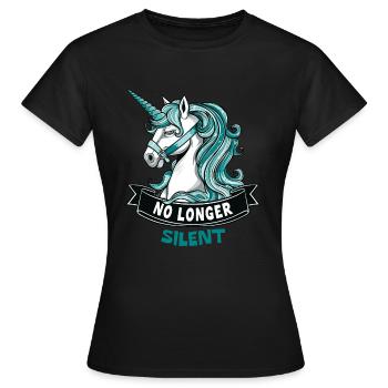 Plus de silence, licorne, agression sexuelle Awarenes - T-shirt Femme - noir - Devant - AI Model Female 172 dark (172cm)