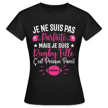 Rugby Femme Fille Cadeau Joueur De Rugby - T-shirt Femme - noir - Devant - AI Model Female 172 dark (172cm)