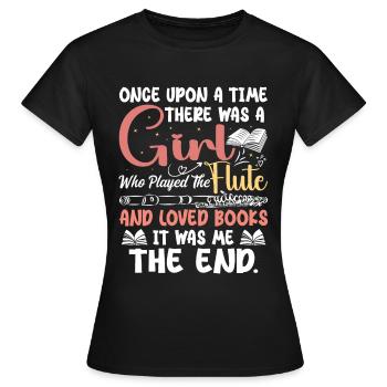 Flute Player Book Lover Flutist Marching Musician - Women's T-Shirt - black - Front - AI Model Female 172 dark (172cm)