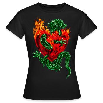 Fireheart dragon Tatoo / Feu Coeur de tatouage de - T-shirt Femme - noir - Devant - AI Model Female 172 dark (172cm)