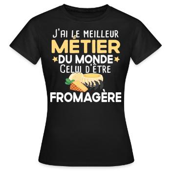 Fromagère fromager fromage métier cadeau humour - T-shirt Femme - noir - Devant - AI Model Female 172 dark (172cm)