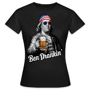 Ben Drankin 4th of July Franklin Benjamin USA - Women's T-Shirt - black - Front - AI Model Female 172 dark (172cm)