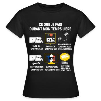 Camping car passion camping-car Humour cariste - T-shirt Femme - noir - Devant - AI Model Female 172 dark (172cm)