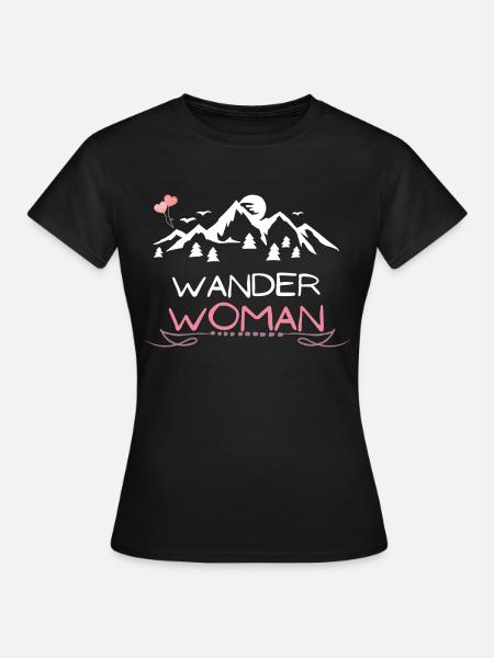 Wander Woman Berg Mädel Outdoor Hobby Geschenk - Frauen T-Shirt - Schwarz