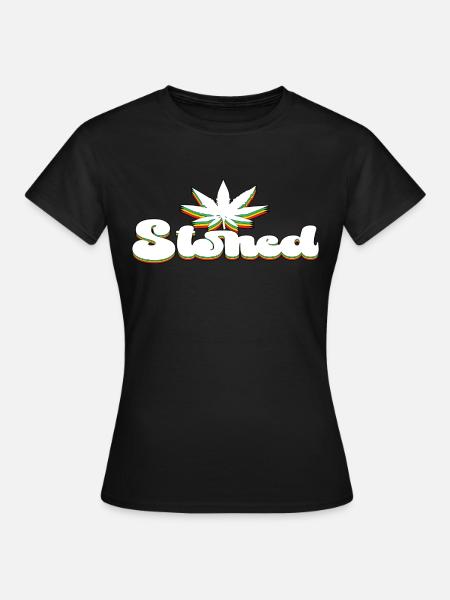 Stoned Weed Leaf - Frauen T-Shirt - Schwarz