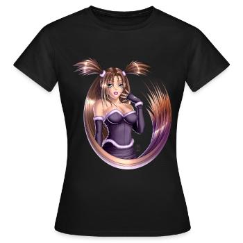 Anime Pigtails - T-shirt Femme - noir - Devant - AI Model Female 172 dark (172cm)