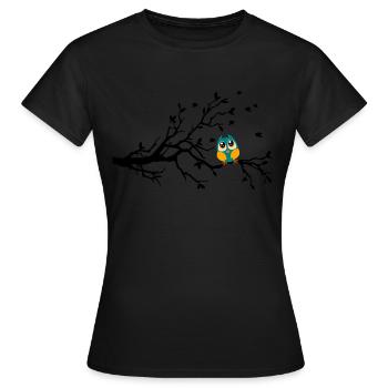 Eule-Ast - Frauen T-Shirt - Schwarz - Vorne - AI Model Female 172 dark (172cm)