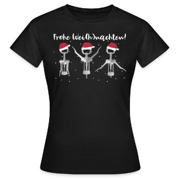 Korkenzieher Frohe Wei(h)nachten - Frauen T-Shirt - Schwarz - Vorne - AI Model Female 172 dark (172cm)
