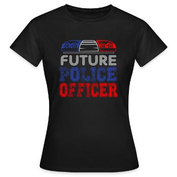 Futur officier de police - policiers policiers - T-shirt Femme - noir - Devant - AI Model Female 172 dark (172cm)