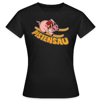 Skifahrer Pistensau Ski - Frauen T-Shirt - Schwarz - Vorne - AI Model Female 172 dark (172cm)