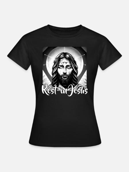 Christliche Zitate Designs Rest in Jesus Christen - T-shirt dam - svart