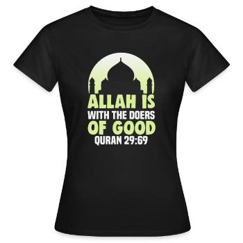 Le verset du Coran L’Islam cite des textes musulmans - T-shirt Femme - noir - Devant - AI Model Female 172 dark (172cm)