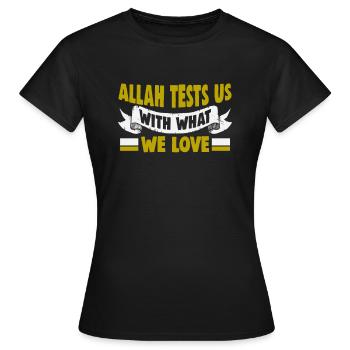 Le verset du Coran cite des textes musulmans du Ramadan - T-shirt Femme - noir - Devant - AI Model Female 172 dark (172cm)