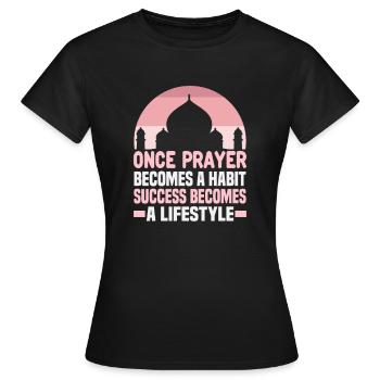 Le verset du Coran cite des textes musulmans du Ramadan - T-shirt Femme - noir - Devant - AI Model Female 172 dark (172cm)